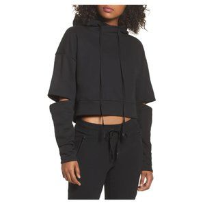 ALO Peak Cutout Long Sleeve Pullover Crop Hoodie